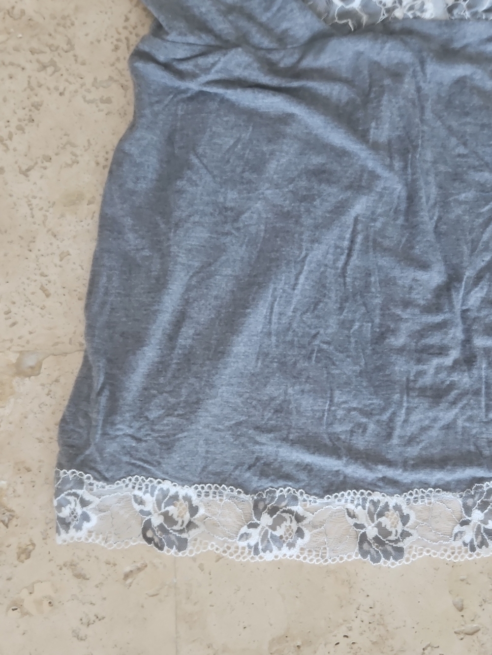 Soma Gray Chemise with White Lace Trim - Picture 2 of 5